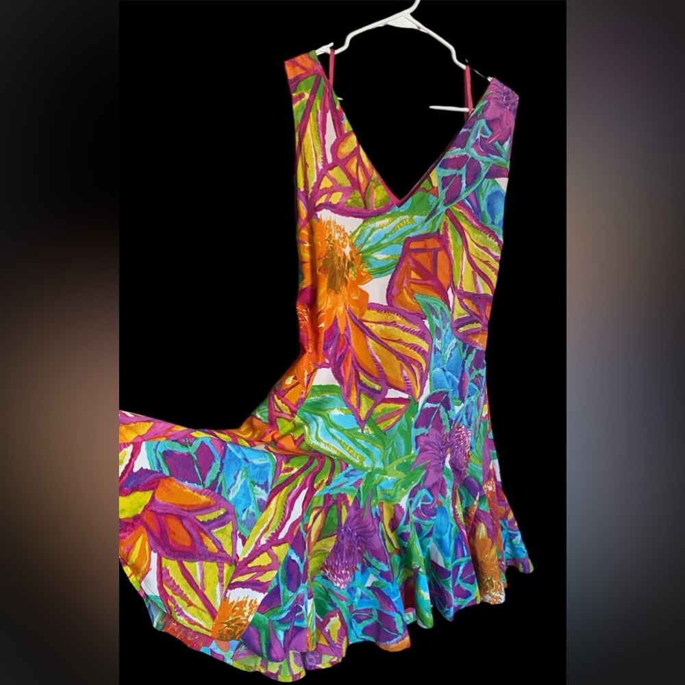 Lauren Ralph Lauren Multicolor Tropical Floral Print Dress Size 14
